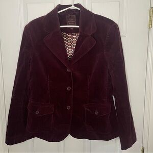 Lady Hathaway Velour Burgundy Blazer Jacket Medium